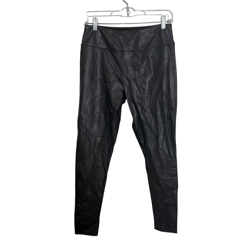 Nordstromβ Womens Black Faux Leather High Leggings Size Medium Slim Fit Pants